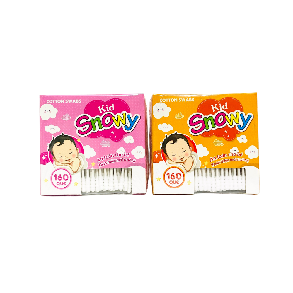 Tăm bông thân giấy trẻ em Kid Snowy (Hộp 160 que)