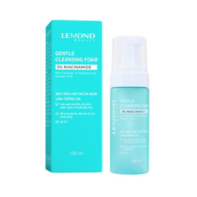 Bọt rửa mặt ngừa mụn, sáng da Lemond Gentle Cleansing Foam (Chai 150 ml)