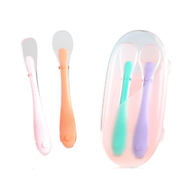 Bộ thìa ăn dặm cho bé Silicone Kichilachi Cao Cấp Siêu Mềm (Hộp 2 chiếc)