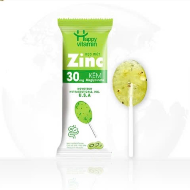 Kẹo Mút Kẽm Zinc Happy Vitamin [Vị Kiwi]: Bổ Sung Kẽm Giúp Trẻ Ăn Ngon