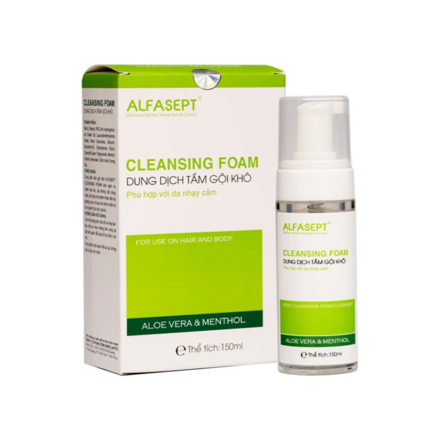 Dung dịch tắm gội khô Alfasept Cleansing Foam (Chai 150ml)