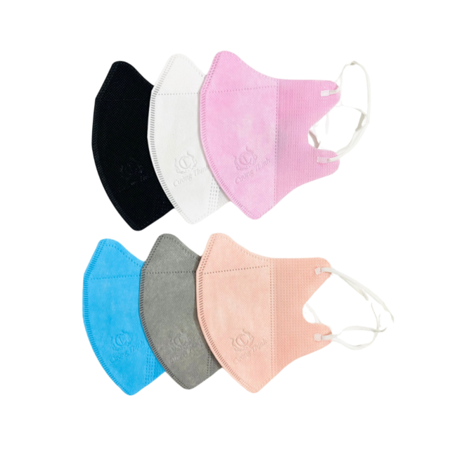 Khẩu trang 5D Người lớn Cường Thịnh (Túi 10 cái, màu Đen/Xanh/Xám/Hồng/Cam/Trắng) 