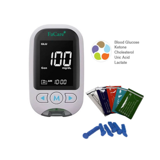 Máy đo 5 trong 1 Facare FC-M168 đo Đường huyết, Mỡ máu, AxitUric Facare FC-M168  hỗ trợ Bluetooth