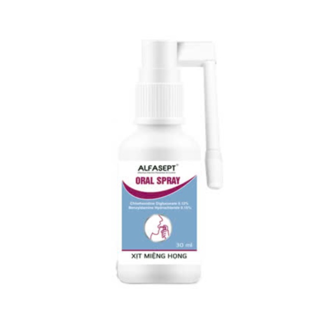 Xịt họng Alfasept Oral Spray 30ml - giảm ho, giảm đau rát họng, viêm họng họng, viêm răng lợi
