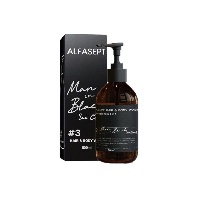 Sữa tắm gội 2in1 Man In Black Ice Cool Alfasept Hương nước hoa cao cấp cho nam giới (Chai 500ml)